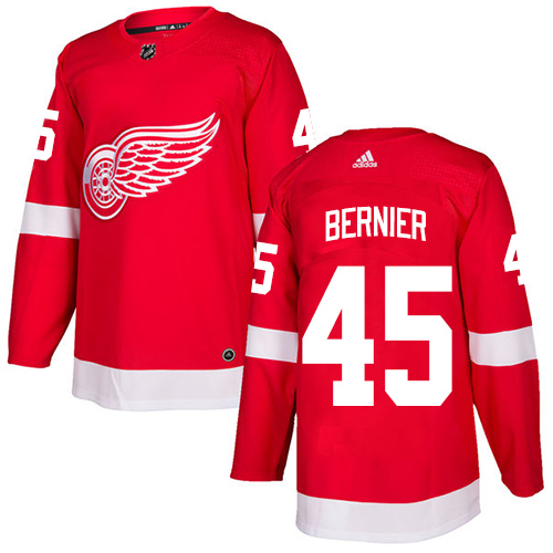 Men's Detroit Red Wings #45 Jonathan Bernier Red Stitched NHL Jersey